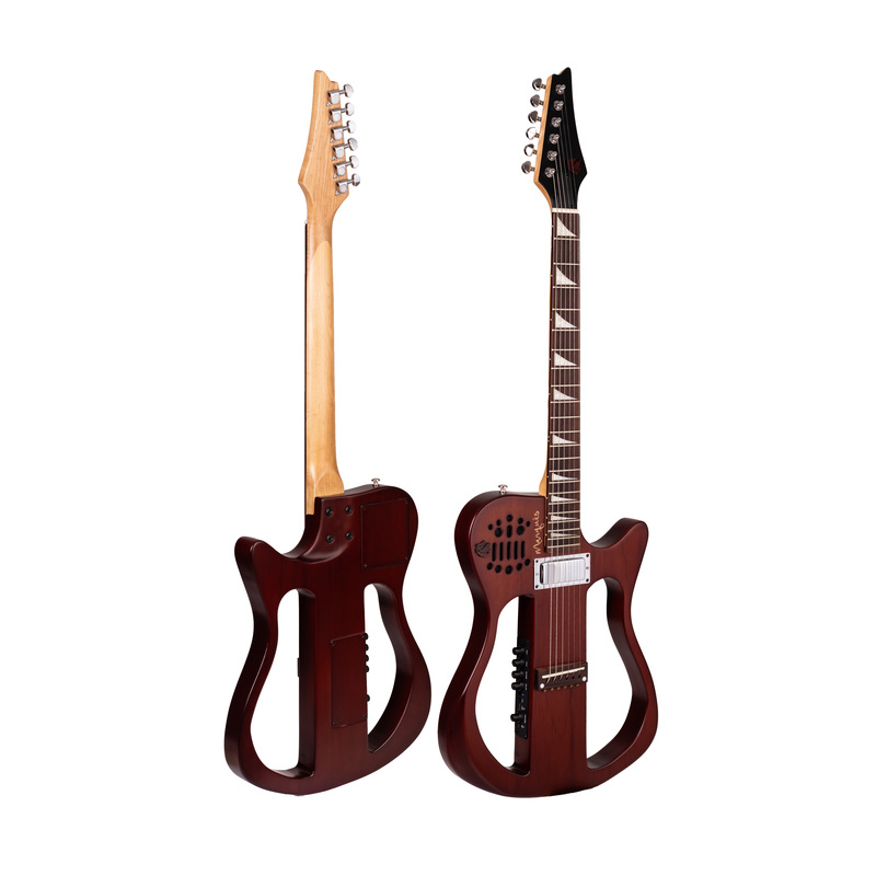 VG-243CTSEQ - Violão Guitarra Ativo Vazado Castanho Fosco Maciço c/Bluetooth